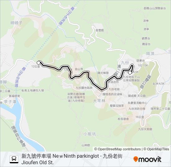 新九號停車場-九份老街去 Bus Line Map