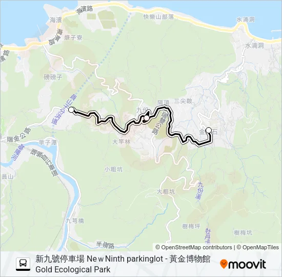 巴士新九號停車場-黃金博物館去的線路圖