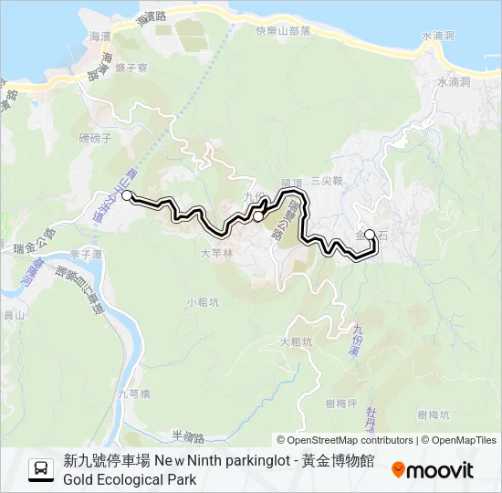 巴士新九號停車場-黃金博物館去的線路圖