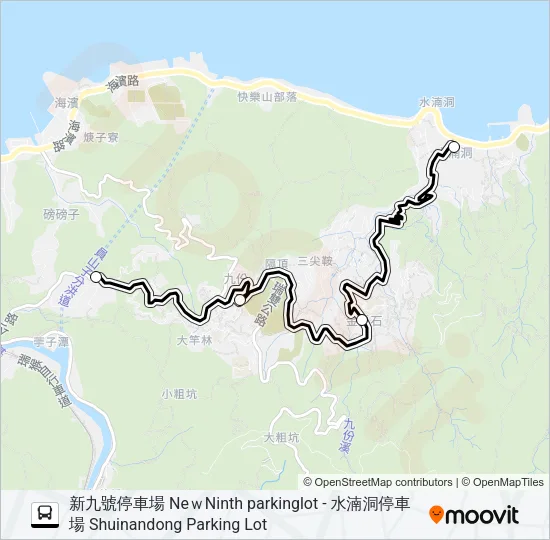 巴士新九號停車場-水湳洞停車場去的線路圖