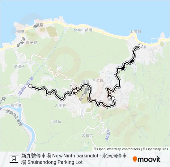 新九號停車場-水湳洞停車場去 Bus Line Map