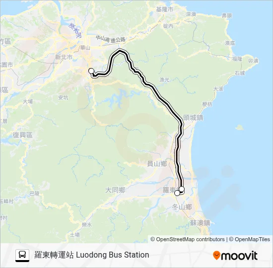 9028B路線：時刻表，站點和地圖-羅東轉運站 Luodong Bus Station （更新）