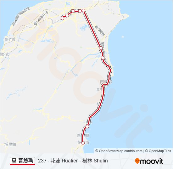 火車普悠瑪的線路圖