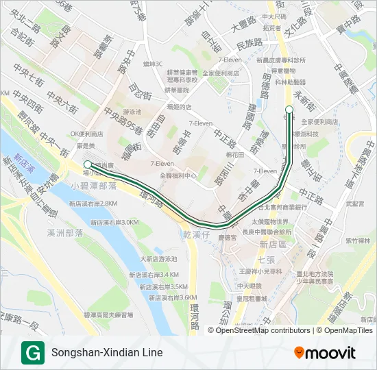 地鐵松山新店線的線路圖
