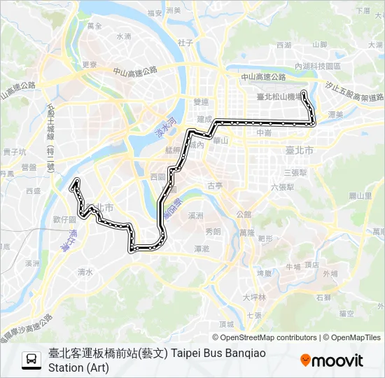 巴士307莒光往板橋前站的線路圖