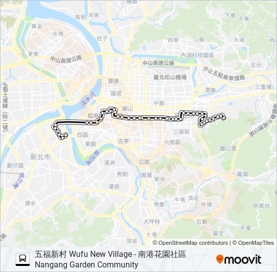 巴士仁愛幹線(板橋發車)的線路圖