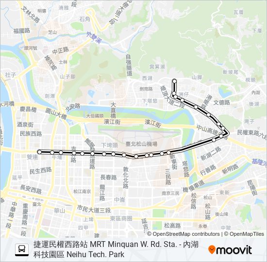 內科18(捷民權西-內科) bus Line Map