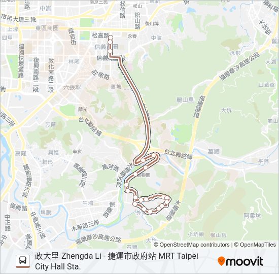棕21經政大御花園 Bus Line Map