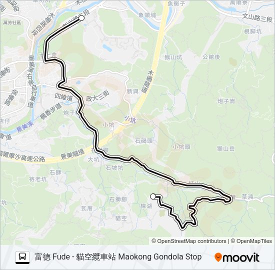 貓空左線-動物園線 Bus Line Map