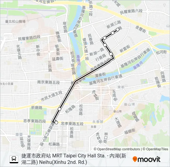 巴士內科5往內科的線路圖