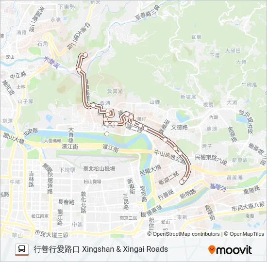 棕20不經美堤 Bus Line Map