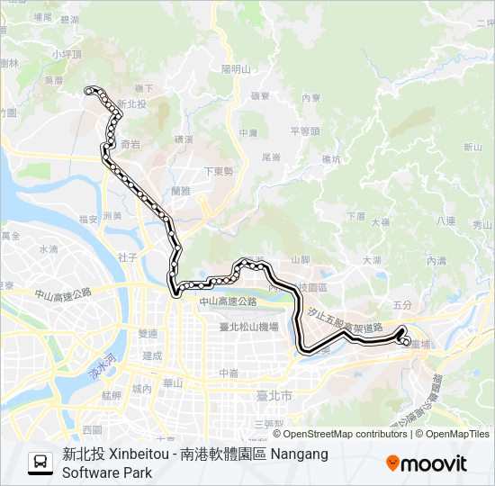 南軟北投(往南軟) Bus Line Map