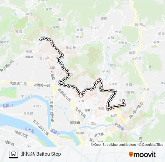 巴士602大南北投發半趟的線路圖