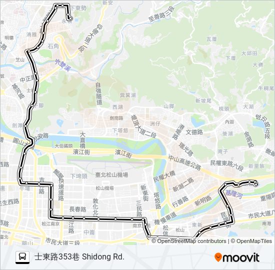 巴士279往東湖的線路圖