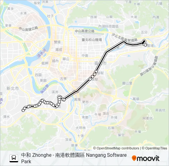 巴士南軟中和(去)的線路圖