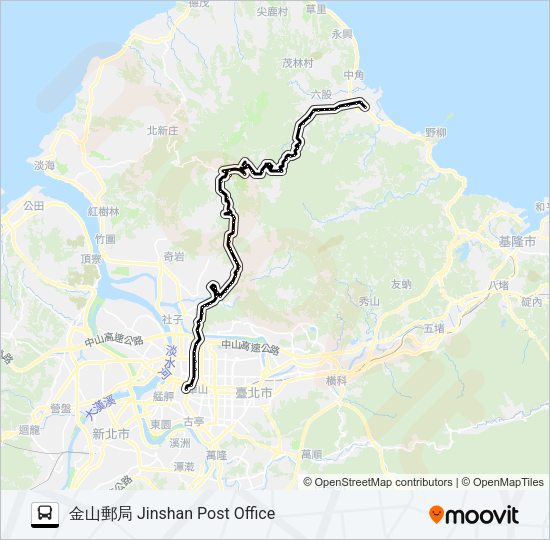 1717(北車發經捷運劍潭經小油坑服務站) Bus Line Map