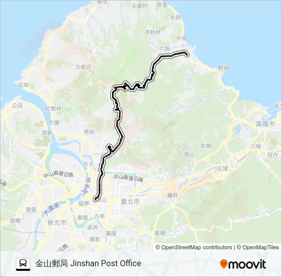 巴士1717(北車發經捷運劍潭經小油坑服務站)的線路圖