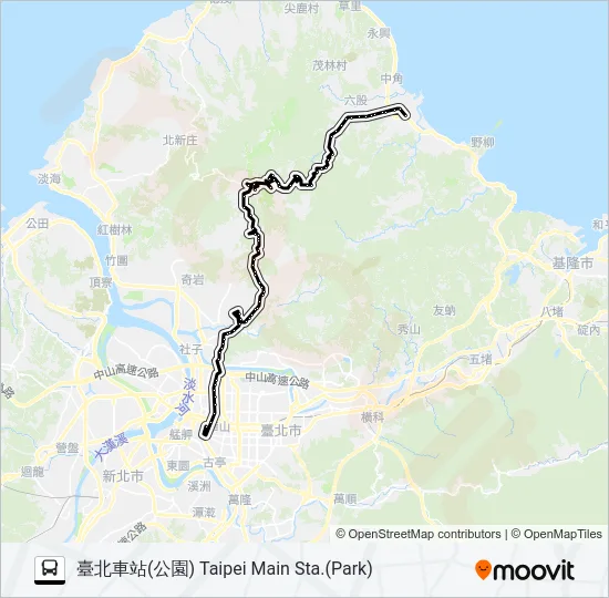 1717(北車發經捷運劍潭經小油坑服務站) Bus Line Map