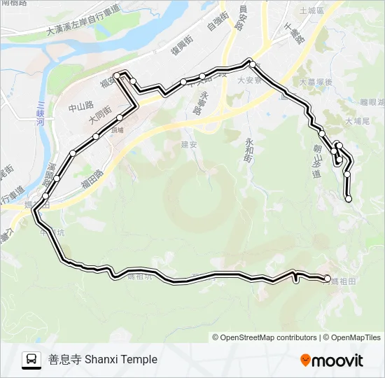 巴士571善息寺的線路圖