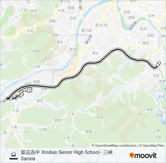 巴士新店高中-三峽的線路圖