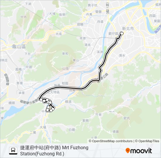 巴士三峽-捷運府中站的線路圖