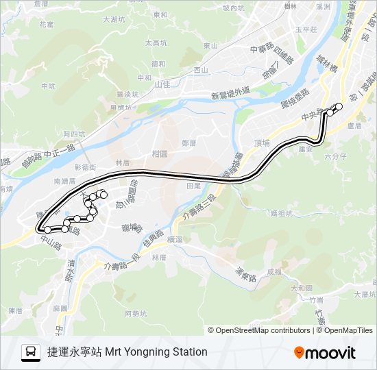 巴士三峽-捷運永寧站的線路圖