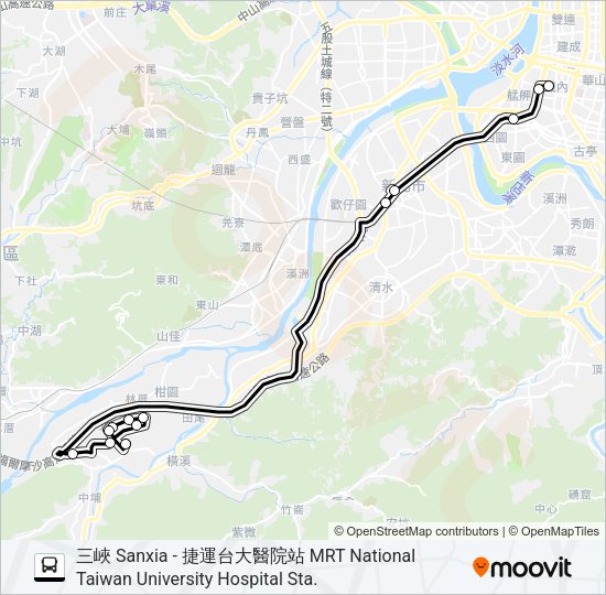 三峽-捷運台大醫院站 Bus Line Map
