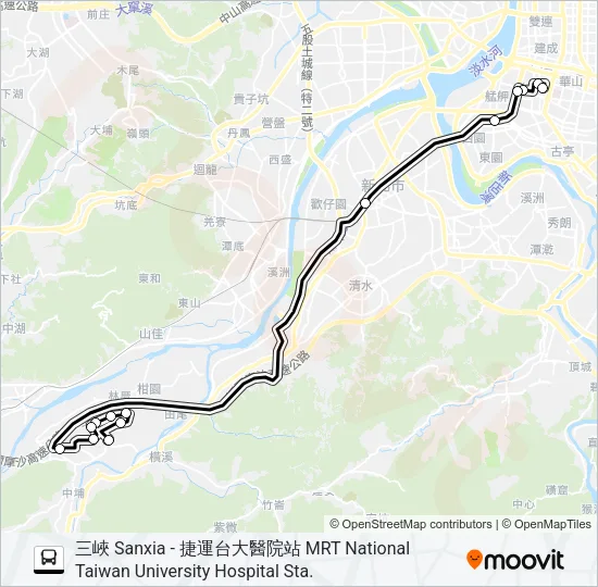 巴士三峽-捷運台大醫院站的線路圖