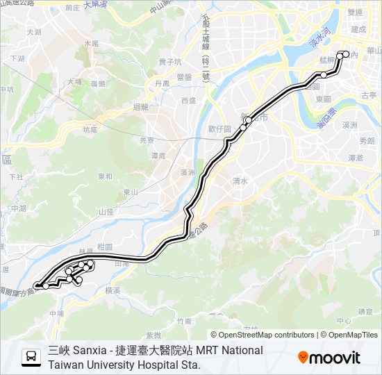 巴士三峽-捷運台大醫院站的線路圖