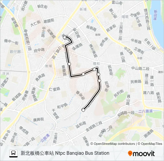 中和-新北板橋公車站 Bus Line Map