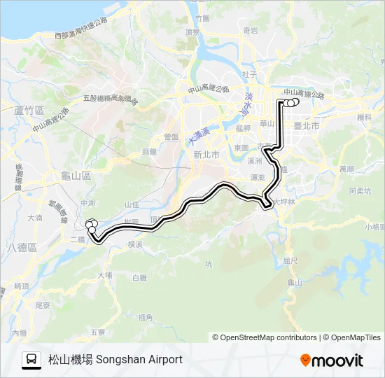 鶯歌火車站-松山機場 Bus Line Map