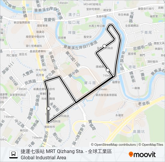 巴士捷運七張站-全球工業區去的線路圖
