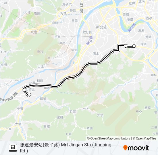 捷運景安站-三峽臺北大學去 Bus Line Map