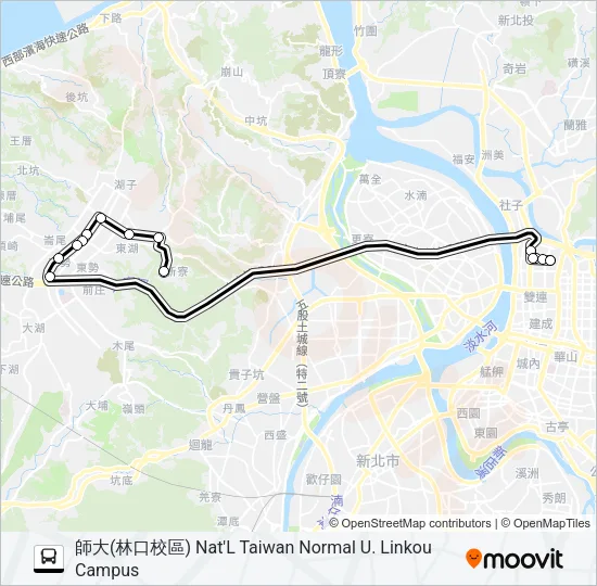 巴士林口-捷運圓山站去的線路圖