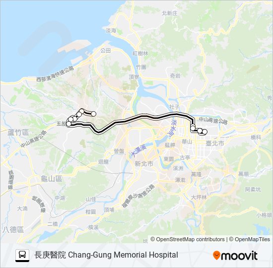 巴士林口-臺北長庚醫院的線路圖