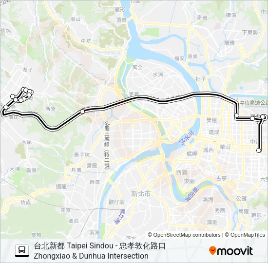 巴士林口-捷運忠孝敦化站的線路圖