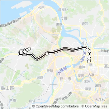 林口-臺北車站(承德) Bus Line Map