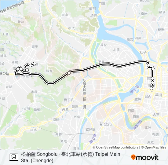 林口-臺北車站(承德) Bus Line Map