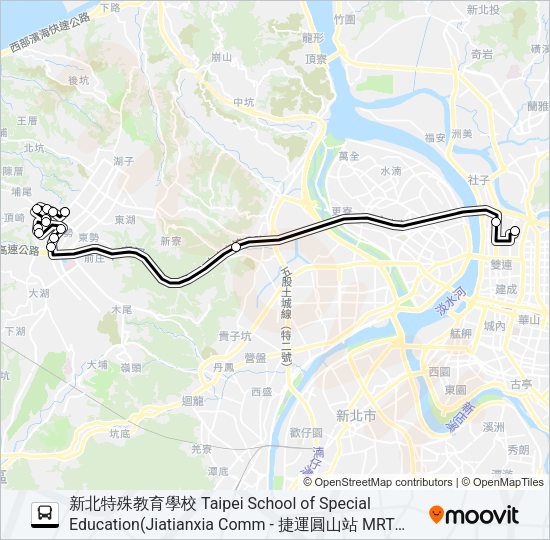 林口(文化北路)-捷運圓山站 Bus Line Map