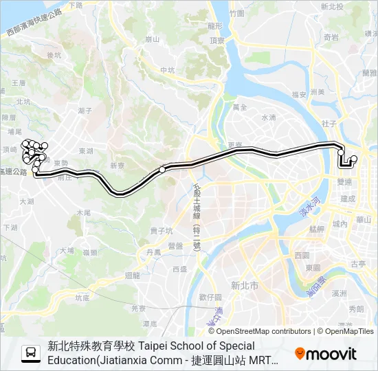 林口(文化北路)-捷運圓山站 Bus Line Map