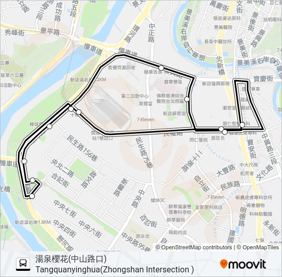 湯泉-十四張-大坪林 bus Line Map