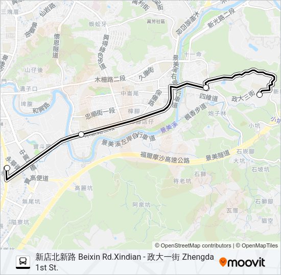 新店北新路-政大一街去 Bus Line Map