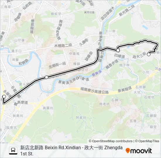 新店北新路-政大一街去  Line Map