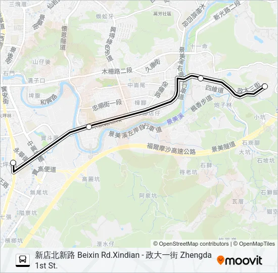 新店北新路-政大一街去  Line Map