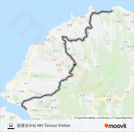 巴士877捷運淡水站的線路圖