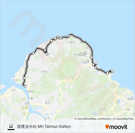 716捷運淡水站不繞 Bus Line Map