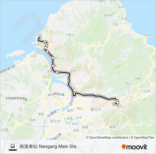 淡水-國道1號-南港車站 Bus Line Map