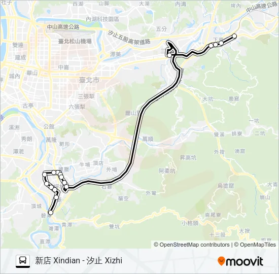 新店-汐止去 Bus Line Map