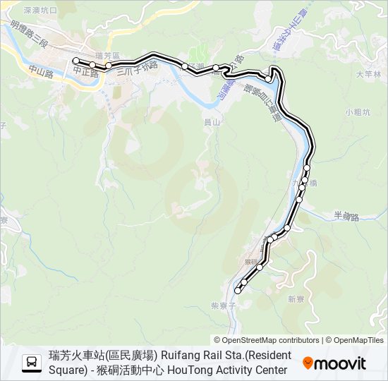 巴士808瑞芳火車站(區民廣場)的線路圖