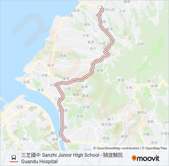 F135三芝國中 Bus Line Map